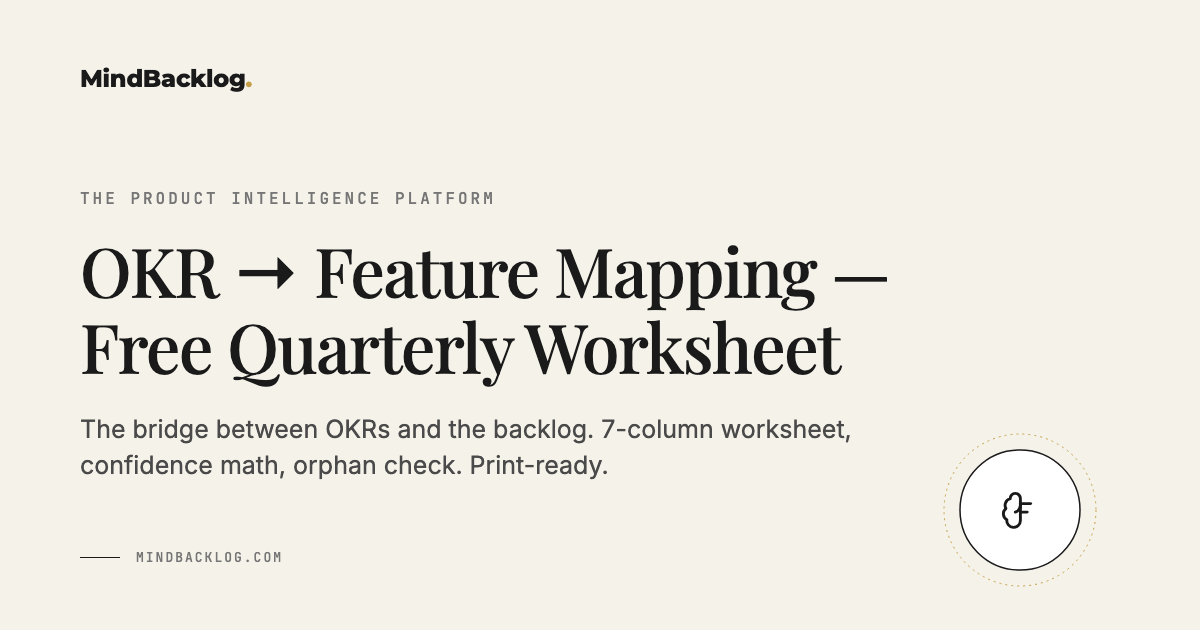 OKR to Feature Mapping — Free Worksheet | MindBacklog