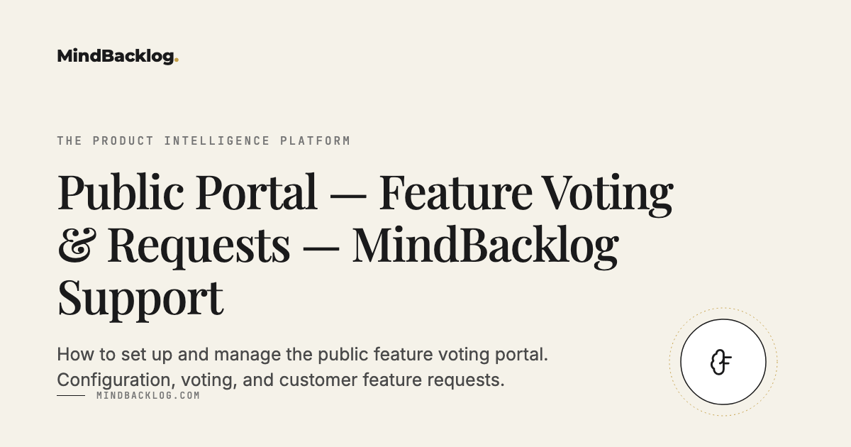 Public Portal — Feature Voting & Requests — MindBacklog Support
