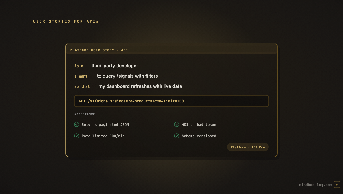 Writing User Stories for API and Platform Products